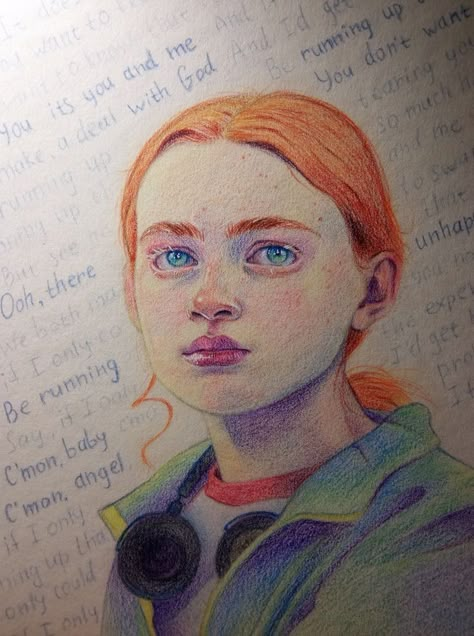 Max Sketch Stranger Things, Sadie Sink Sketch, Max Stranger Things Dibujos, Max Stranger Things Drawing, Sadie Sink Drawing, Things To Draw Colored Pencil, Max Mayfield Drawing, Stranger Things Art Drawing, Stranger Things Drawings Ideas