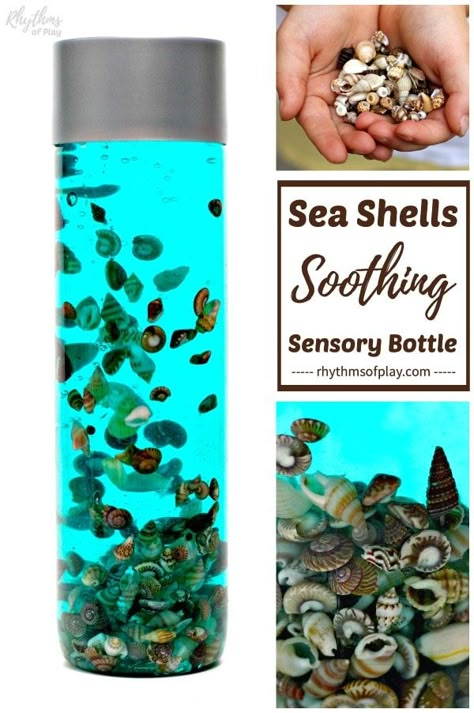 Calming Jars, Sensory Bottles For Toddlers, Sensory Bottles Preschool, Mood Management, Calming Jar, Calm Down Jar, Calm Down Bottle, Discovery Bottles, Sea Shells Diy