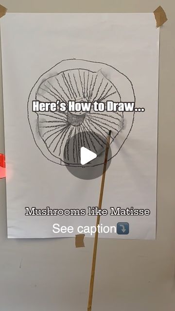 Jenny Muncaster on Instagram: "Drawing Mushrooms like Matisse! 

We decided to take a leaf out of Matisse’s book , or should I say a long bamboo cane. This is such a fun exercise and an amazing way to free up your drawing. 

Tape charcoal or a pen to a long bamboo cane, hold the very end (no cheating) and then draw from a distance on to large sheet of paper taped to the wall. 

On my Make It mixed media course @thecolourfactory_winchester we like to embrace all sorts of techniques for creating lively characterful art. 

It’s a case of going with the flow and a long wobbly stick. Embrace the freedom of bold strokes and experiment with the flexibility of the bamboo to add dynamic lines to your composition. A great way to discover more movement and spontaneity in your drawing.

Have a go at c Matisse Kids, Drawing Mushrooms, Matisse Drawing, Going With The Flow, Dynamic Lines, Instagram Drawing, Bamboo Canes, Your Drawing, Homeschool Art