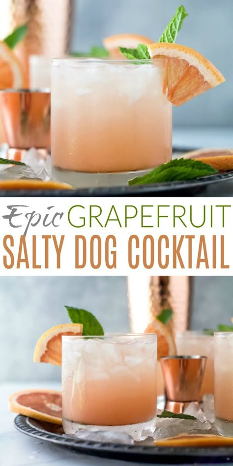 Salty Dog Drink, Salty Dog Cocktail Recipe, Salty Dog Cocktail, Easy Vodka Cocktail, Dog Cocktail, Vodka Cocktails Easy, Grapefruit Cocktail, Vodka Cocktails Recipes, Vodka Cocktail