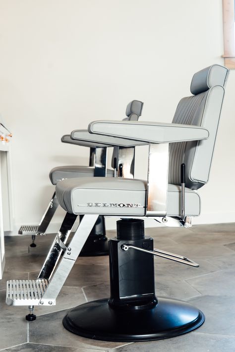 Takara Belmont dainty barber chair at Buffalo Co. Salon & Barber in Temecula, CA. #buffalocosalonandbarber #takarabelmont #daintybarberchair Belmont Barber Chair, Barbershop Chair, Barber Store, Barber Design, Dentist Chair, Barber Shop Chairs, Barbershop Ideas, Barber Shop Interior, Restaurant Design Inspiration