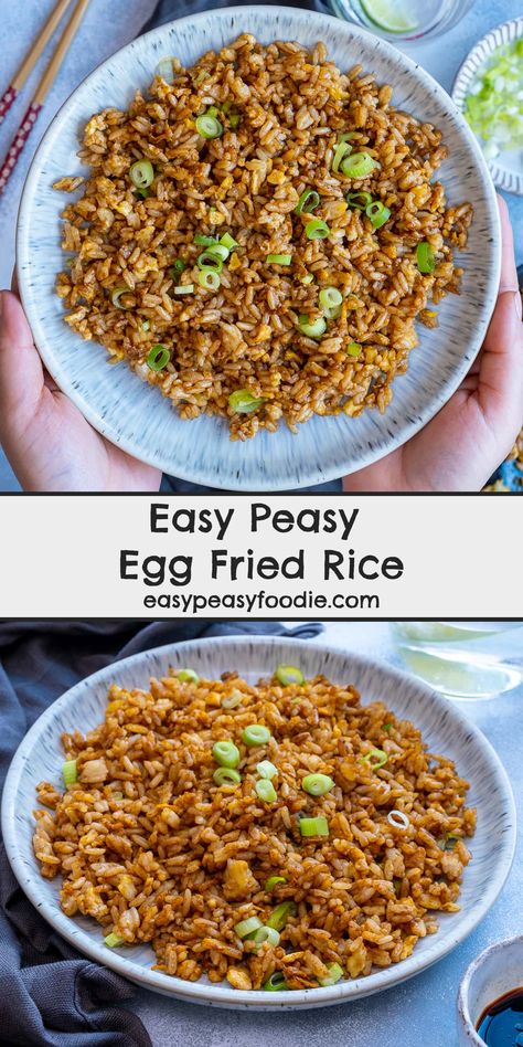 Love the plain egg fried rice you get from the Chinese takeaway? Wish you could make it at home? Well, now you can! This Easy Peasy Egg Fried Rice takes just 7 minutes to make… and tastes even better than takeaway egg fried rice… Plus there are lots of ways you can jazz it up if you want to! (Serves 2-4 as a side dish, depending on appetite.) Rice Recipes Dinner, Fried Rice Aesthetic, Egg Fried Rice Recipe Easy, Plain Fried Rice, Rice Dinner Ideas, Rice Aesthetic, Easy Egg Fried Rice, Fried Rice Egg, Fried Rice Chinese