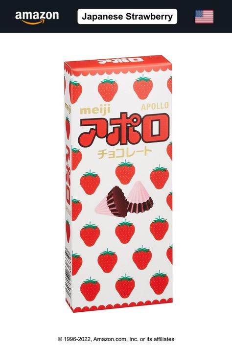 Meiji Apollo Strawberry Chocolate, Meiji Apollo, Kawaii Packaging, Apollo Chocolate, Popular Japanese Snacks, Meiji Chocolate, Dehydrated Strawberries, Japanese Chocolate, Japanese Treats