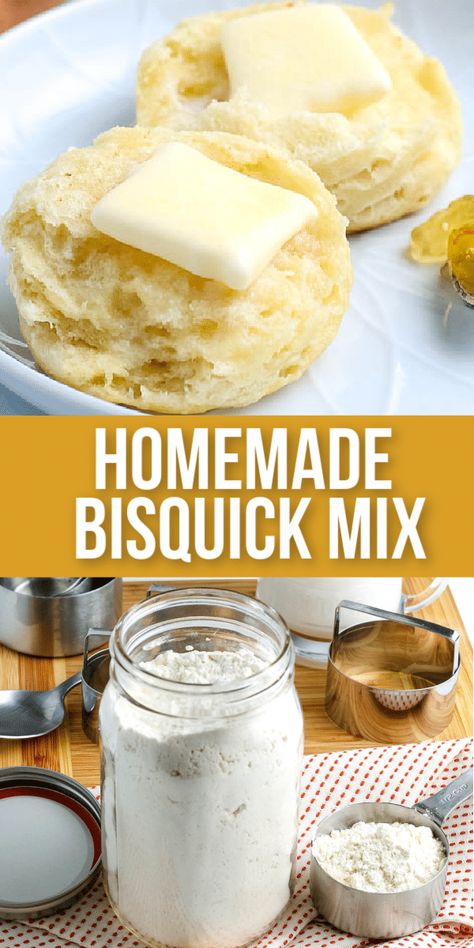 This 4-ingredient Homemade Bisquick Mix can be made with a food processor or blender. Great for baking and will stay good for up to 3 months! Home Made Bisquick, Homemade Bisquick Mix Recipe, Bisquick Mix Homemade, Bisquick Homemade, Homemade Bisquick Recipe, Bisquit Recipes, How To Make Bisquick, Bisquick Mix Recipe, Homemade Biscuit Mix