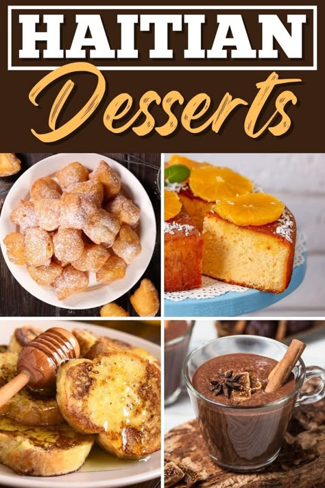 Haitian desserts are vibrant, colorful, and full of flavor. From orange cake to beignets to coconut flan, give these tasty tropical treats a try! Haitian Dessert Recipes, Carribean Desserts Recipes, Haitian Desert, Haitian Food Recipes Desserts, Kremas Haitian, Haitian Party Food, Haitian Desserts, Carribean Desserts, Haitian Cake Recipe