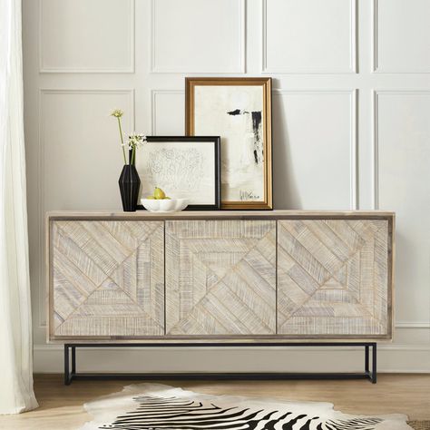 Japandi Sideboard, Mediterranean Living Room Ideas, Acacia Wood Sideboard, Sideboard Decor, Sideboards Living Room, Open Plan Kitchen Dining, Wide Sideboard, Room Styling, Solid Wood Sideboard