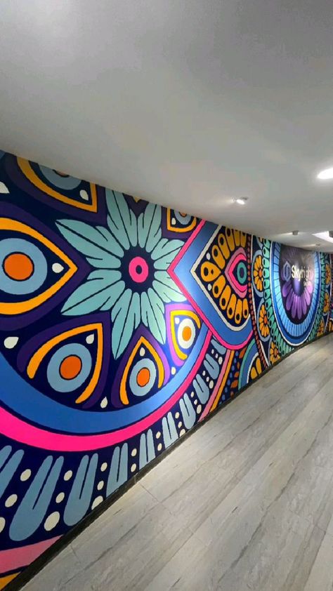 Home Wall Design, Alpona Art, Wall Murals Painted Diy, Workspace Aesthetic, Wall Art Mandala, Home Wall Painting, Office Vibes, Indian Wall Art, 3d Wall Painting