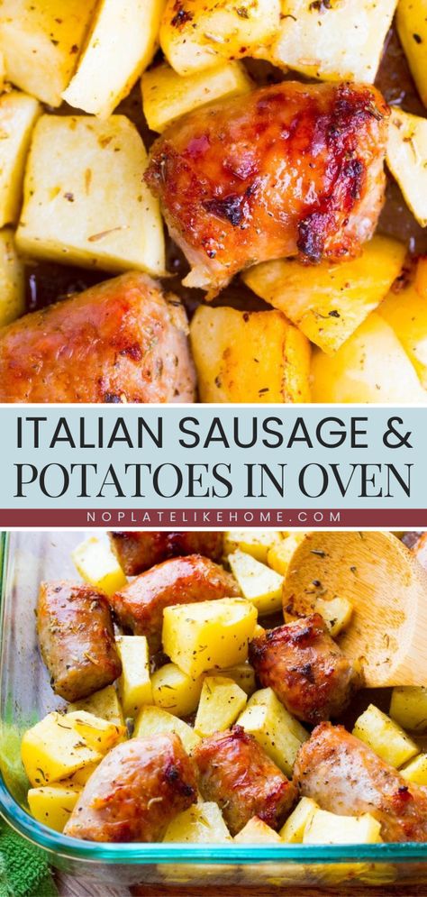 Whip up this Italian Sausage and Potatoes! Easy to prepare with just 5 ingredients, this main course recipe is great for beginners. Whether made in the oven or air fryer, this family dinner idea is so tasty while being gluten-free! Meals When Its Hot Out, Italian Sausage With Potatoes, Italian Pork Sausage Recipes, Sweet Sausage Recipes, Sausage Recipes Potatoes, Mild Italian Sausage Recipes, Italian Sausage And Potatoes, Easy Sausage Dinner, Easy Sausage Dinner Recipes