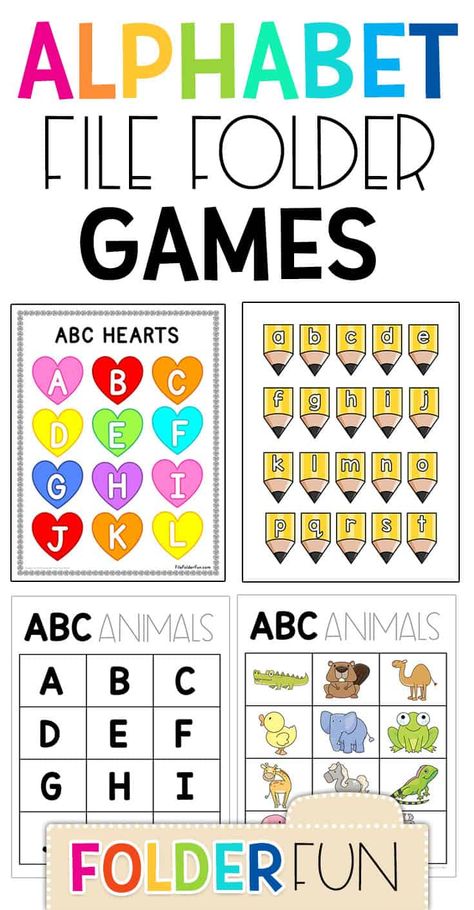 Preschool File Folder Games Free Letter Matching, Alphabet File Folder Free Printables, Pre K File Folder Games Free, Animal File Folder Games, File Folder Activities Preschool, Alphabet Games For Toddlers, Letter File Folder Games Free Printable, Free File Folder Games For Preschool, Preschool File Folders Free Printable