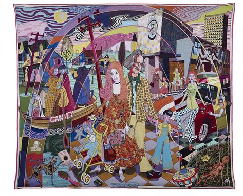 Flounces, Frills and Fun: Grayson Perry’s Fabric - The Thread Blog Grayson Perry Tapestry, Grayson Perry Art, Glass Distortion, Emilio Villalba, Childhood Teddy, Ship Of Fools, Grayson Perry, Narrative Art, Fantastic Voyage