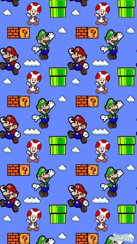 Download this free wallpaper! Check out my instagram for more 😜 or send me a message if you have a special request and I’ll see what I can do Game Mario Bros, Super Mario Room, Super Mario Bros Birthday Party, Super Mario Bros Party, Mario Bros Party, Paper Boy, Retro Gaming Art, Paper Mario, Super Mario Art