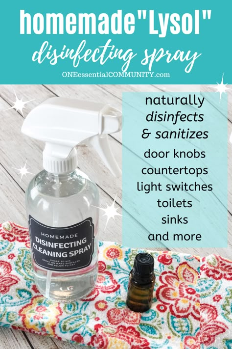 Essential Oil Cleaner, Disinfecting Spray, Diy Cleaning Spray, Homemade Cleaning Supplies, Diy Essential Oil Recipes, Natural Disinfectant, Essential Oils Cleaning, Disinfectant Spray, Diy Sprays