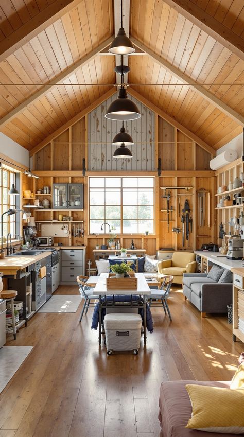 Barn Style House Ideas Barn Living Quarters, Horse Barn With Living Quarters, Timber Frame Barn Homes, Barn Loft Apartment, Shop With Living Quarters, Barn Architecture, Homestead Home, Barn With Living Quarters, Timber Frame Barn