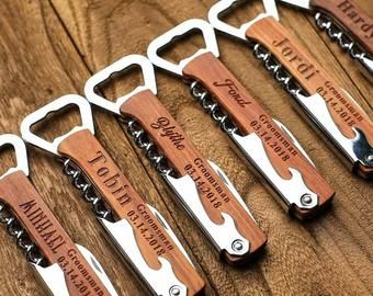 Wedding party gift | Etsy Groomsmen Gifts Non Alcoholic, Groomsmen Proposal Gift Ideas, Groomsmen Gifts Wedding Day, Groomsman Proposal Ideas, Groomsmen Gift Ideas, Open Wine, Groomsmen Boxes, Engraved Bottle Opener, Bottle Opener Favors