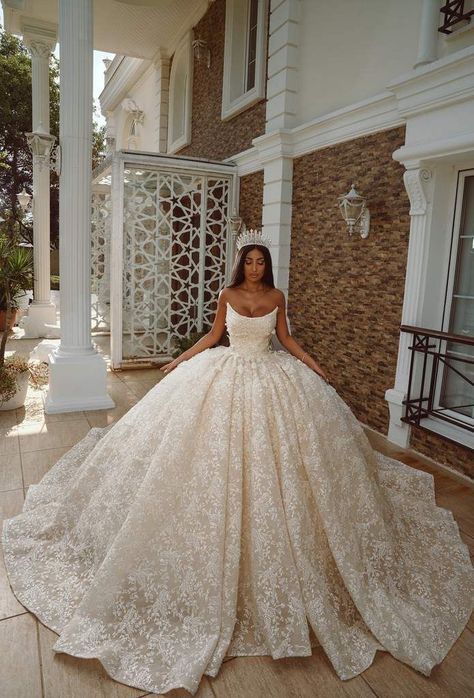 Poofy Wedding Dress, Queen Wedding Dress, Big Wedding Dresses, Wedding Ideas Dresses, Lace Ball Gowns, Fancy Wedding Dresses, Pretty Wedding Dresses, Lace Wedding Dress Vintage, Fancy Wedding