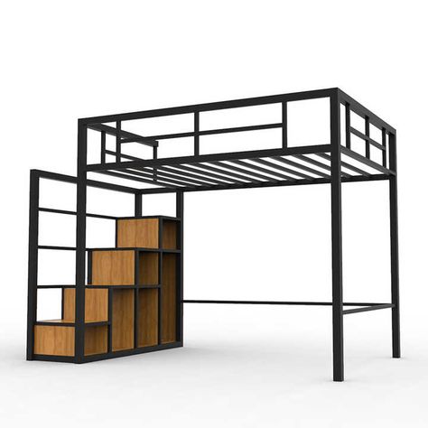 Industrial Bunk Beds, Bed Cheap, Loft Beds For Small Rooms, Modern Loft Bed, Steel Bed Design, Bed Loft, Trundle Beds, Creative Beds, Loft Type