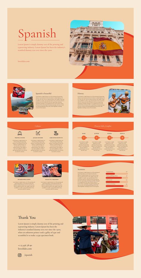 Spanish Orange is a modern Google Slides template that is perfect for business presentations, sales decks, and marketing materials. The bold orange color scheme and stylish design will help you stand out from the crowd and engage your School Presentation Ideas Google Slides, Country Presentation Ideas, Theme For Presentation, Furniture Branding, Free Google Slides Templates, Orange Color Scheme, Research Presentation, Google Slide Templates, Presentation Slides Design