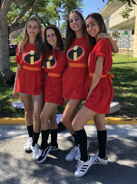 diy incredibles costume teen Diy Superhero Costume, Funny Group Halloween Costumes, Diy Fantasia, Superhero Costumes Kids, Incredibles Costume, Best Group Halloween Costumes, Meme Costume, Friend Costumes, Themed Halloween Costumes