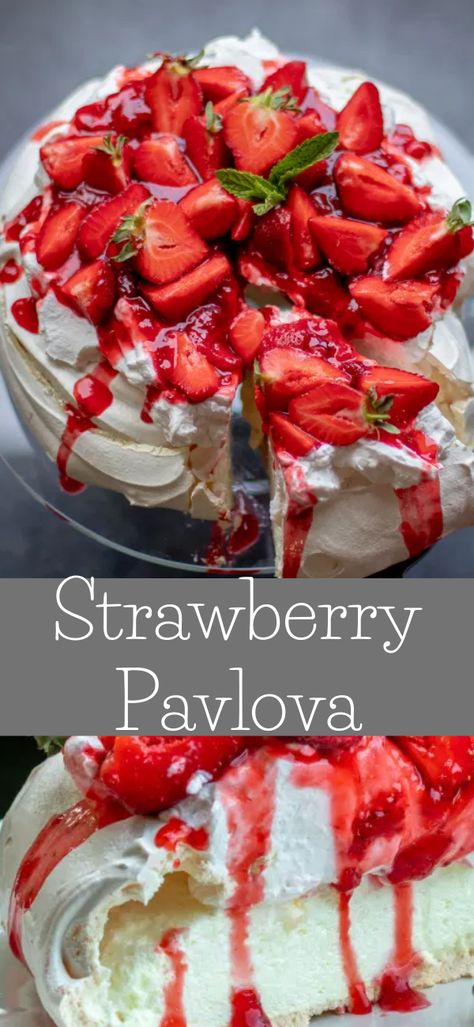 Berries On A Cloud Dessert, Cloud Meringue, Pavlova Toppings, Pavlova Recipes, Berry Pavlova, Strawberry Pavlova, Pavlova Dessert, Pavlova Cake, Dessert Light