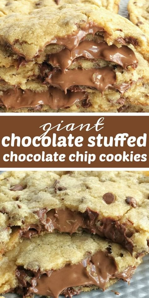 Giant Chocolate Chip Cookies, Chocolate Chip Cookies Chocolate, Stuffed Chocolate Chip Cookies, Giant Chocolate Chip Cookie, Cookies Chocolate Chip, Stuffed Cookies, Giant Chocolate, Best Chocolate Chip, Best Chocolate Chip Cookie