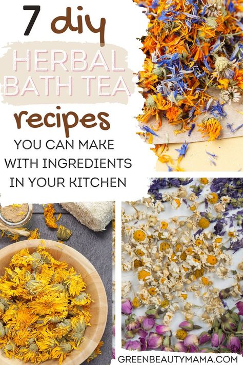 The Best Herbal Bath Tea Recipes Diy Bath Tea Recipes, Herbal Bath Recipes, Bath Tea Recipe, Diy Bath Soak, Bath Soak Recipe, Herbal Bath Tea, Tea Bath, Bath Salts Recipe, Healing Tea