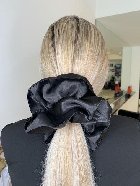 Giant Extra Large 8 inch Black Silk Satin Scrunchie LADYLUX | Etsy Satin Pillow, Satin Noir, Satin Pillowcase, Fuller Hair, Japanese Silk, Kimono Fabric, Hair Quality, Silk Kimono, Black Maxi