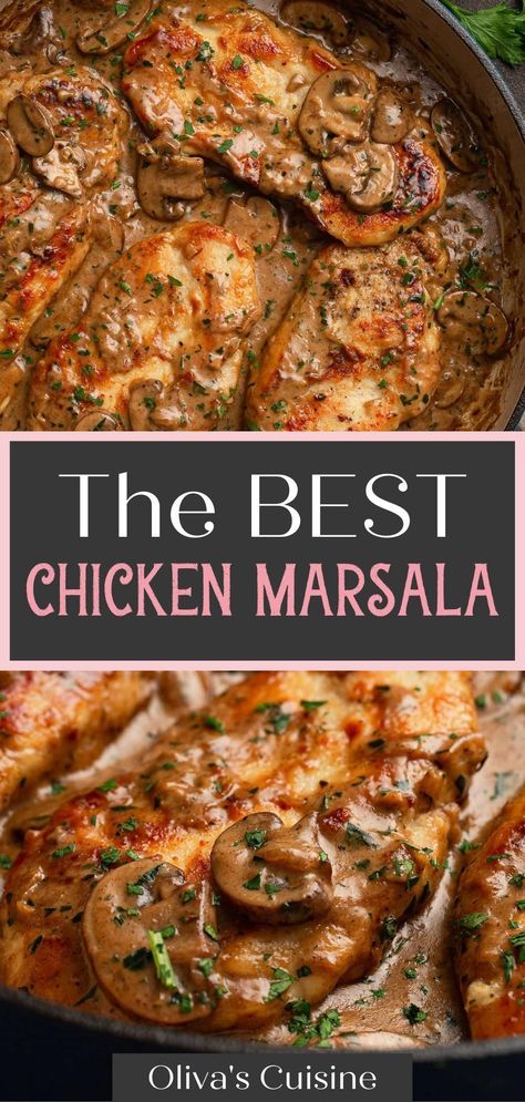 Chicken Instead Of Turkey, Easy One Pan Chicken Marsala, Chicken Marsala With Bacon, Chicken Marsala Baked In Oven, Chicken For Supper Ideas, Dinner Ideas With Boneless Chicken, Oven Chicken Pasta Recipes, Chicken Marcella Recipes Easy, Creamy Chicken Dutch Oven Recipes