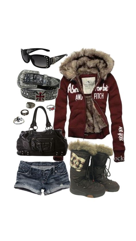 #y2k #outfit #fashion Winter Outfits Y2k, Y2k Winter Outfits, Mcbling Fashion, 2000s Clothing, Trashy Outfits, 2000s Outfit, Winter Y2k, 2000s Outfits, Y2k Mcbling