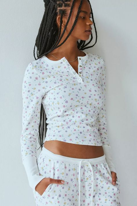 Frankies Bikinis Nate Waffle Knit Henley Top | Urban Outfitters Pajama Sets For Women, Coast Style, Cozy Pajamas, Henley Tee, Lounge Pajamas, Frankies Bikinis, Henley Top, Women Men Shoes, Pajama Sets