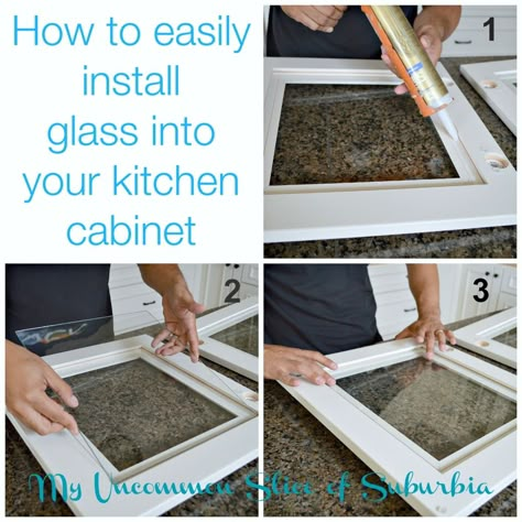 How to: install glass into your kitchen cabinet - Diy kitchen. Diy Glass Panel Cabinet Door, Refacing Cabinets, Cabinet Diy, Diy Kitchen Renovation, New Kitchen Cabinets, Kitchen Cabinet Doors, Diy Kitchen Cabinets, Diy Renovation, Diy Cabinets