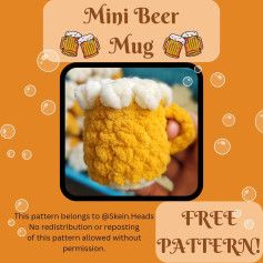 Mini Beer Mug Pattern Plushies Pattern, Crochet Beer, Mug Pattern, Mermaid Crochet Pattern, Bernat Yarn, Bookmark Pattern, Crochet Bookmark Pattern, Crochet Bookmark, Free Yarn