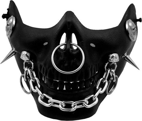 Villain Clothes, Face Mask Party, Wishes Board, Gothic Mask, Emo Accessories, Leather Face Mask, Punk Accessories, Alt Outfits, Half Face Mask