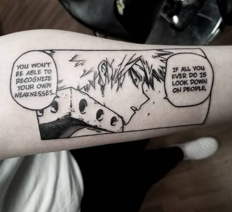 Jeffrey Abbott on Instagram: “Got to do this fun manga strip thanks @ashrosuhhh!  #animetattoo #mangatattoo #blackwork #blackworkers #blackworktattoo #mangatattoo…” Hero Tattoo, Mangas Tattoo, Manga Tattoo, Cute Little Tattoos, Anime Tattoo, Aesthetic Tattoo, Little Tattoos, Dope Tattoos, Anime Tattoos