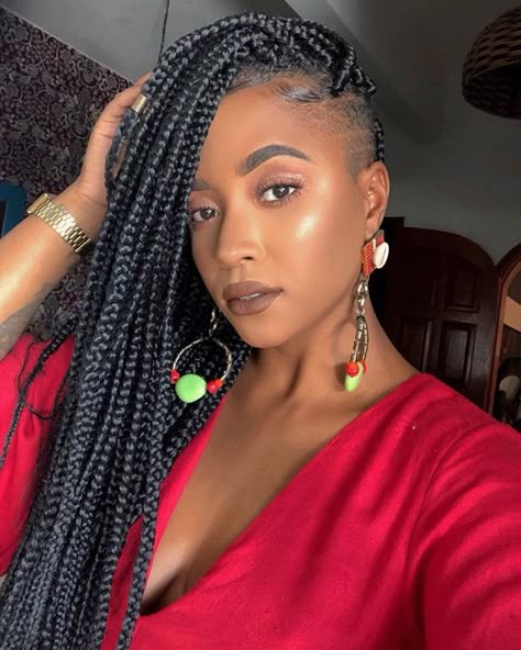 Box Braids With Shaved Sides Style Braids Shaved Sides, Box Braids Shaved Sides, Andis Clippers, Braids With Shaved Sides, Undercut Designs, Shaved Side, Shaved Hair Designs, Shaved Side Hairstyles, Top Braid