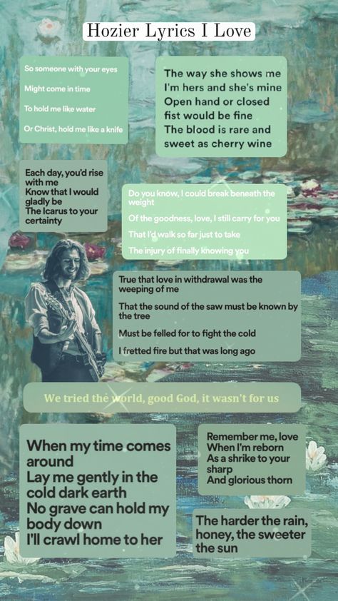 Hozier Lyrics I Love 💚 #hozier #hozierlyrics #hozieraesthetic #music #lyrics Hozier Lyrics, Lyrics I Love, Music Recommendations, Lyrics Aesthetic, Sing To Me, Music Mood, Someone New, Hozier, Music Wallpaper