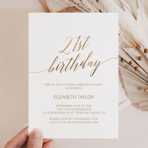 21st Birthday White And Gold Theme, 21st Invitation Ideas, White And Gold 21st Birthday Party Ideas, White And Gold Birthday Invitations, Gold Birthday Invitations Template, Elegant 21st Birthday Party Ideas, 21st Birthday Invitation Ideas, 21st Invitations Design, 21st Birthday Invitations Templates