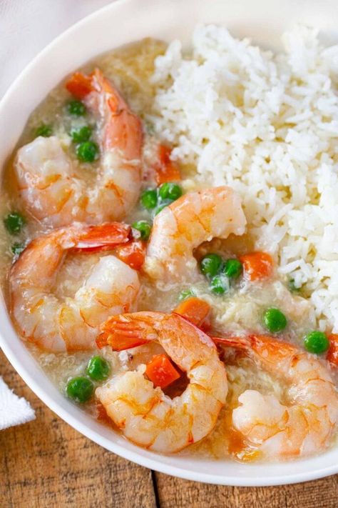 Shrimp in Lobster Sauce is an easy, budget friendly recipe for Chinese food at home! #dinner #chinesefood #shrimp #lobster #seafood #chinesetakeout #dinnerthendessert Peanut Salmon, Shrimp In Lobster Sauce, Lobster Sauce Recipe, Seafood Pasta Salad Recipe, Shrimp With Lobster Sauce, Seafood Pasta Salad, Sea Food Salad, Asian Shrimp, Lobster Sauce