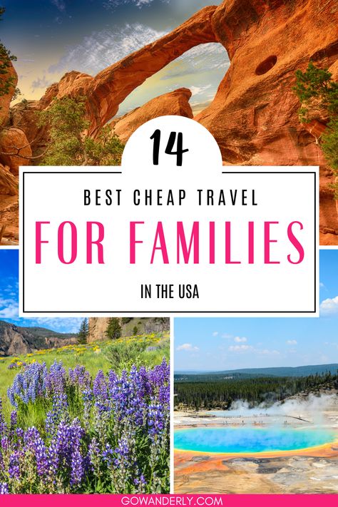 Explore 14 budget-friendly travel destinations in the US, perfect for family vacations. Plan your next affordable trip with these top spots. Summer Travel With Kids, Best Midwest Family Vacations, Family Vacations On A Budget, Best Places To Travel With Kids, Usa Family Vacation Ideas, Kid Friendly Vacations In The Us, Places To Go With Family, Best Places To Travel In Us, Kids Vacation Destinations