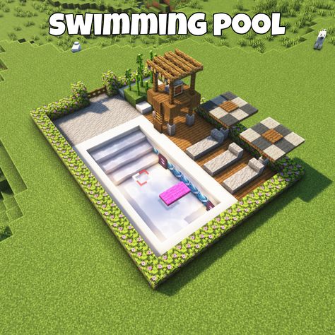 Minecraft Water Slide Ideas, Minecraft House With Pool, Minecraft Public Pool, Playground In Minecraft, Pool Ideas Minecraft, Minecraft Swimming Pool Ideas, Minecraft Resort Ideas, Beach House In Minecraft, Minecraft Beach Decorations