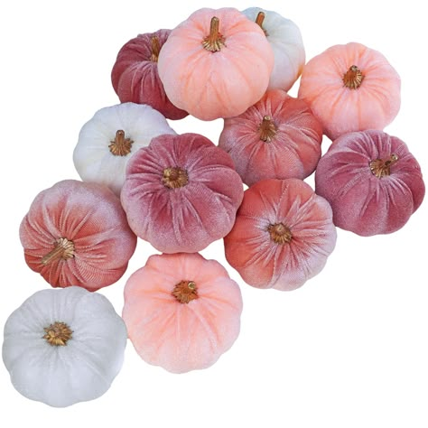 PRICES MAY VARY. Quantity: Package includes 12 pcs small velvet pumpkins in blush pink, coral pink, peach, and ivory, and each color has 3 pcs. This set creates an instant arrangement to add wonderful texture and a pop of color to your autumn, Thanksgiving, and Halloween decor. These velvet pumpkins add a subtle elegance and sophistication, allowing you to reach for them to decorate your home again and again. Use them to create a warm atmosphere and bring some soft fall flair to your space. Size Fall Baby Girl Shower Ideas, Pink Fall Baby Shower, House Centerpieces, Pumpkin Diaper Cake, Fall Tray Decor, Halloween Table Centerpieces, Fall Baby Shower Ideas, Hocus Pocus Halloween, Rosa Coral