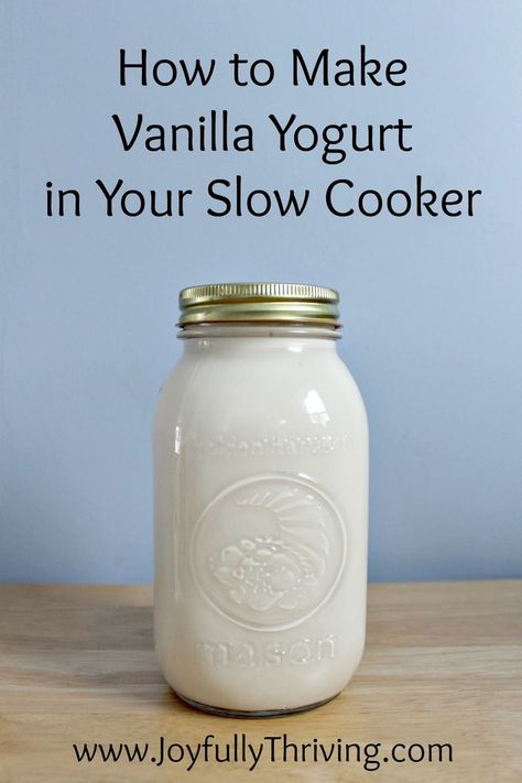 A Simple Way to Make Homemade Vanilla Yogurt in Your Slow Cooker - So simple and delicious! It's a great way to save money and be healthy at the same time. Homemade Vanilla Yogurt, Homemade Yogurt Recipes, Mango Desserts, Thick Yogurt, Banana Smoothie Bowl, Cheese Making, Homemade Yogurt, Way To Save Money, Yogurt Recipes