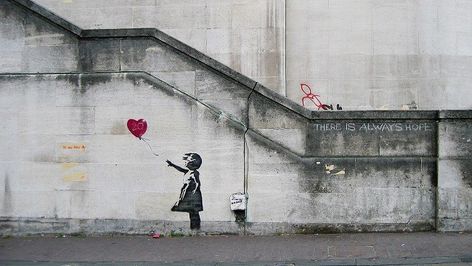 Banksy, Girl With Balloon, London, UK, 2002 Girl With Balloon, Drawings With Meaning, Best Graffiti, Its A Girl Balloons, Banksy Graffiti, Natural Colon Cleanse, Op Art, Nara, Banksy