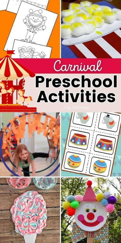 If your kids enjoy going to the carnival, they will surely be excited about these fun carnival preschool activities. With a simple step-by-step guide and materials that are easy to complete, you can focus all your energy and your kids' on having a great time while homeschooling this summer season! Carnival Preschool Activities, Carnival Preschool Theme, Circus Theme Preschool Activities, Carnival Preschool, Preschool Carnival, Circus Preschool, Queen Of Hearts Party, Carnival Classroom, Circus Activities