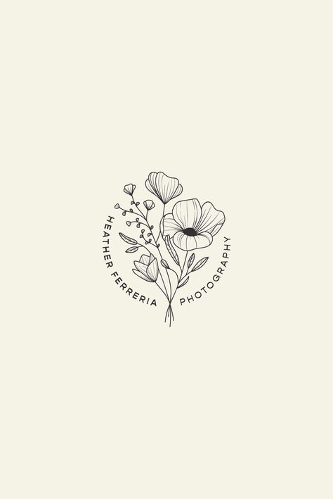 Aesthetic Photography Studio, Boho Stationery, Wildflower Logo, Photography Studio Logo, Photography Branding Logo, Rip Tattoos For Mom, Floral Branding, Natural Color Palette, Florist Logo