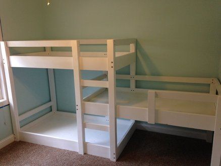 Triple Bunk Bed Build Boys Beds, Pole Room, Girls Bunk Beds, Bunk Bed Plans, Triple Bunk Beds, Kids Organization, Modern Bunk Beds, Diy Bunk Bed, Triple Bunk Bed