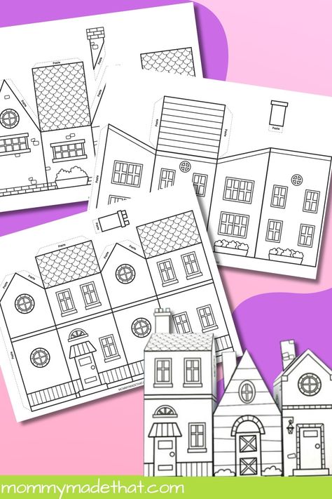 Paper House Templates (Lots of Cute Free Printables) Miniature Paper Houses Free Printable, Paper Fairy House Template Free Printables, Free Printable 3d Paper Crafts, 3d Paper Houses Free Printable, Paper Village Template Free Printable, Cardboard House Template Free Printable Patterns, House Template Printable For Kids, Paper House Template Printables Free, Printable House Template