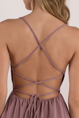 Sonya Strappy Skater Dress in Dark Rose - $98 | Tobi US Tied Back Dress, Bareback Dress, Criss Cross Back Dress, Strappy Back Dress, White Lace Skater Dress, Backless Homecoming Dresses, Simple Homecoming Dresses, Cross Back Dress, Tie Back Dress