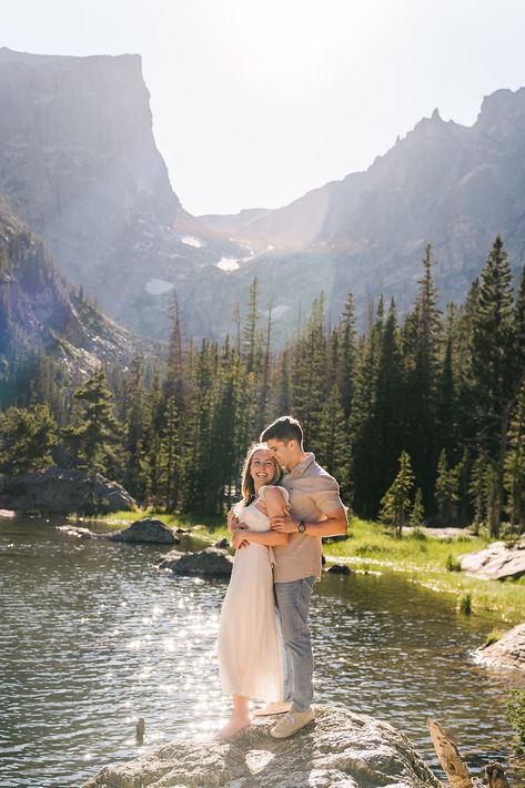 Dream Lake Engagement Photos | Rocky Mountain National Park | Melanie + Keegan - abbyshepardphotography.com Hike Engagement Photos, Best Friend Moments, Arcadia National Park, Rocky Mountain National Park Engagement, Lake Engagement Photos, Mountain Couple, Jim Corbett National Park, Photo Dream, Lake Engagement