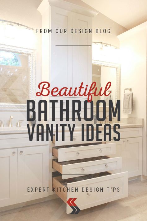 Take a look at some beautiful bathroom vanities using Cabinets.com®️️ cabinetry! Use them as ideas and inspirations for your own bathroom vanity project. Bathroom Makeup Vanity Ideas Master Bath, Built In Vanity In Bathroom, Built In Bathroom Vanity, Vanity In Bathroom, Bathroom Vanity Ideas, Beautiful Bathroom Vanity, Custom Bathroom Cabinets, Built In Vanity, Bathroom Vanity Storage