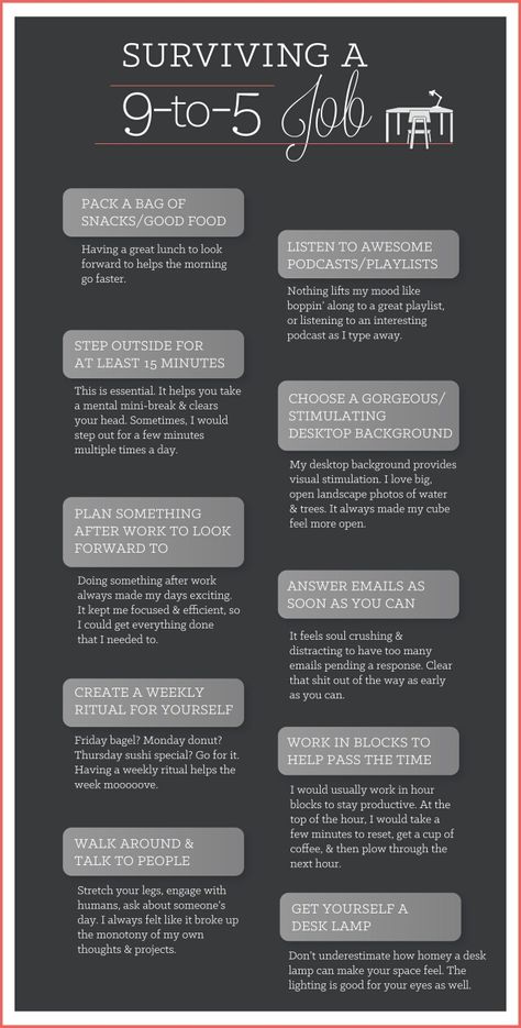 10 Little Tricks That Make A 9-to-5 Day At The Office Fly By http://thefinancialdiet.com/10-little-tricks-that-make-a-9-to-5-day-at-the-office-fly-by/?utm_content=buffer3b0d8&utm_medium=social&utm_source=pinterest.com&utm_campaign=buffer via The Financial Diet Work Hack, Work Advice, Make Money Online Fast, Job Advice, Desk Job, Day At The Office, Work Skills, Work Routine, Job Interview Tips